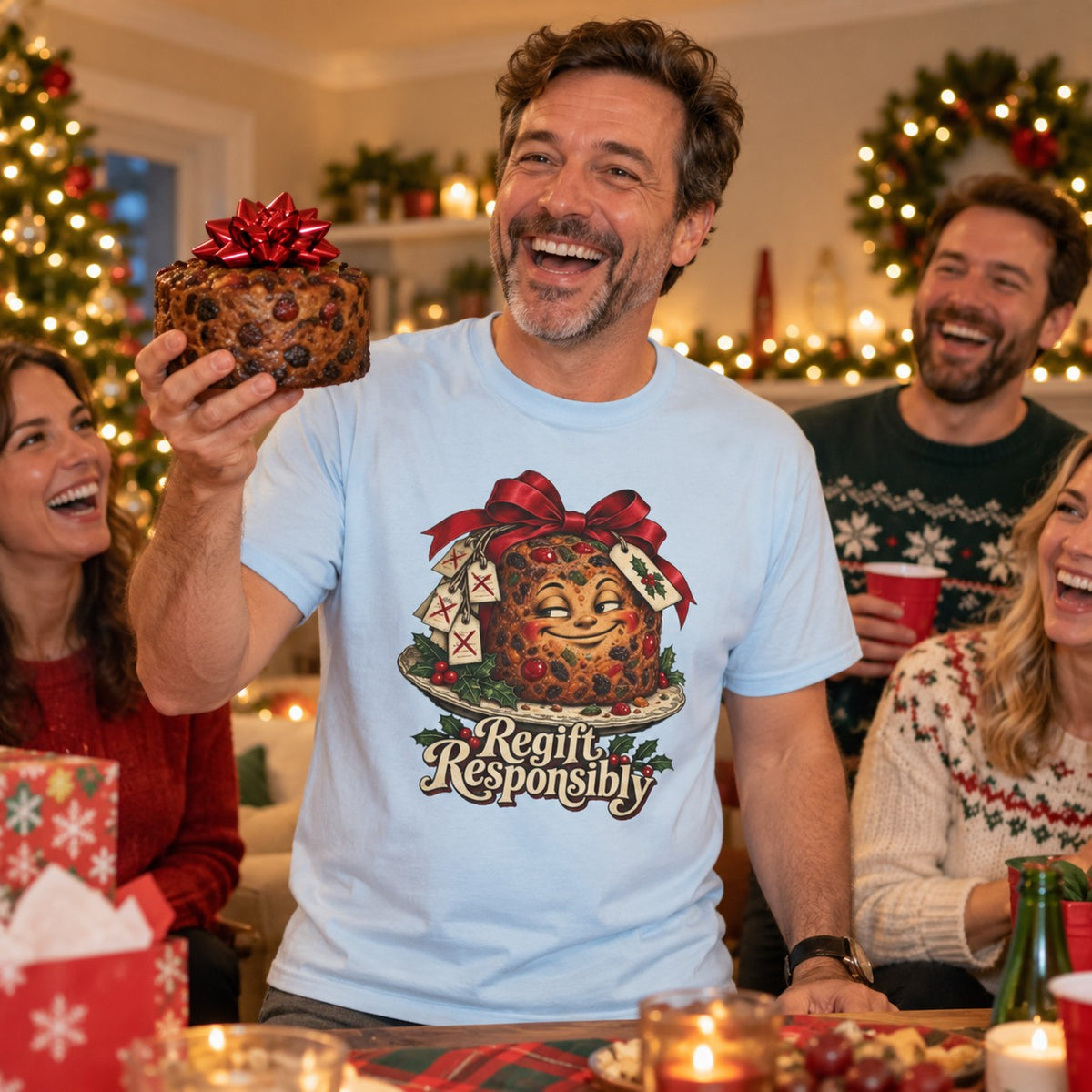 Regift Responsibly T-Shirt worn casually
