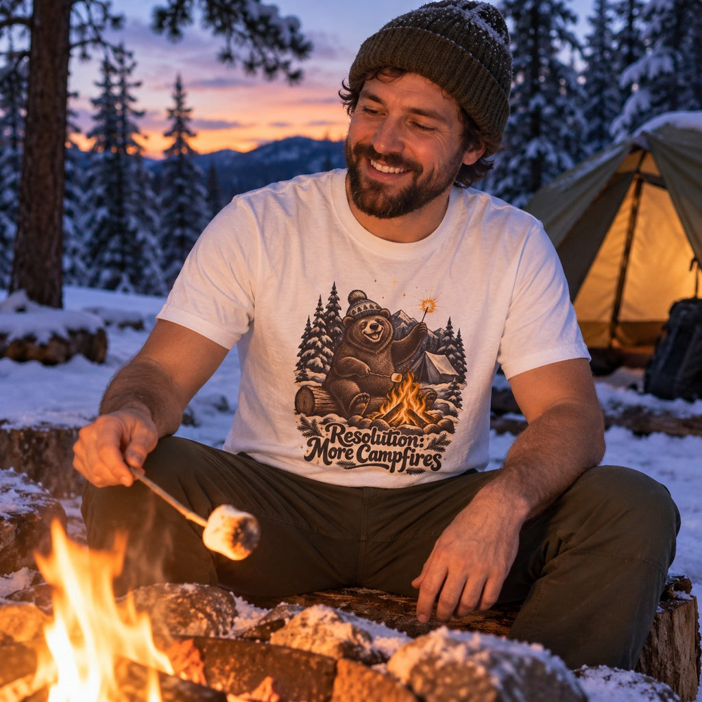 Resolution: More Campfires T-Shirt worn casually