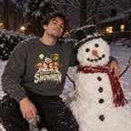 Revenge of the Snowmen Sweatshirt worn in a casual Christmas photo