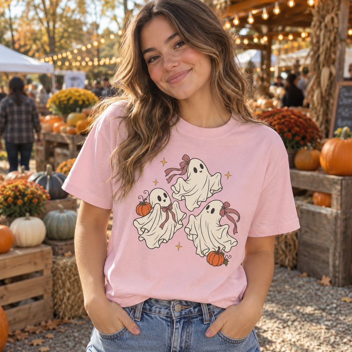 Person wearing the Ribbon Ghosts T-Shirt