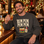 Rum Pum Pum Pum Sweatshirt worn in a casual Christmas photo