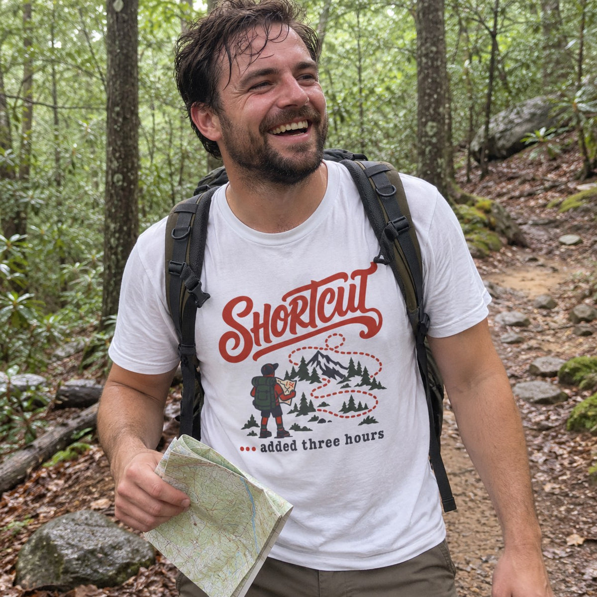 Shortcut Added Three Hours T-Shirt worn outdoors