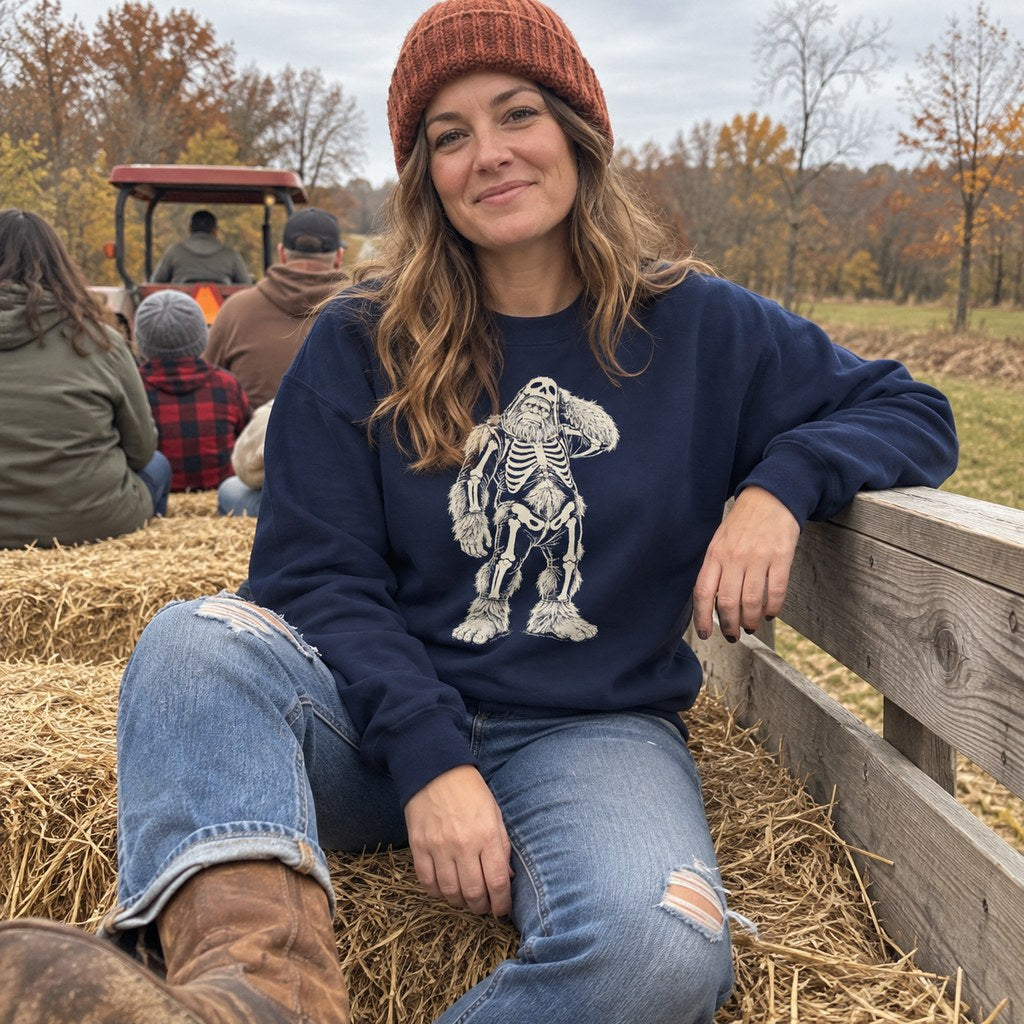 Person wearing the Bigfoot Skeleton Costume Sweatshirt