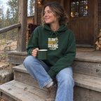 Slow but Scenic Hoodie worn outdoors