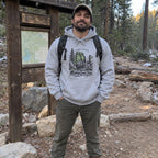 Wearing the Making Good Time Hoodie outdoors