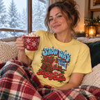 Snow Way I'm Going Outside T-Shirt worn in a casual Christmas photo