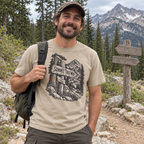 Hiker wearing the Summit This Way T-Shirt