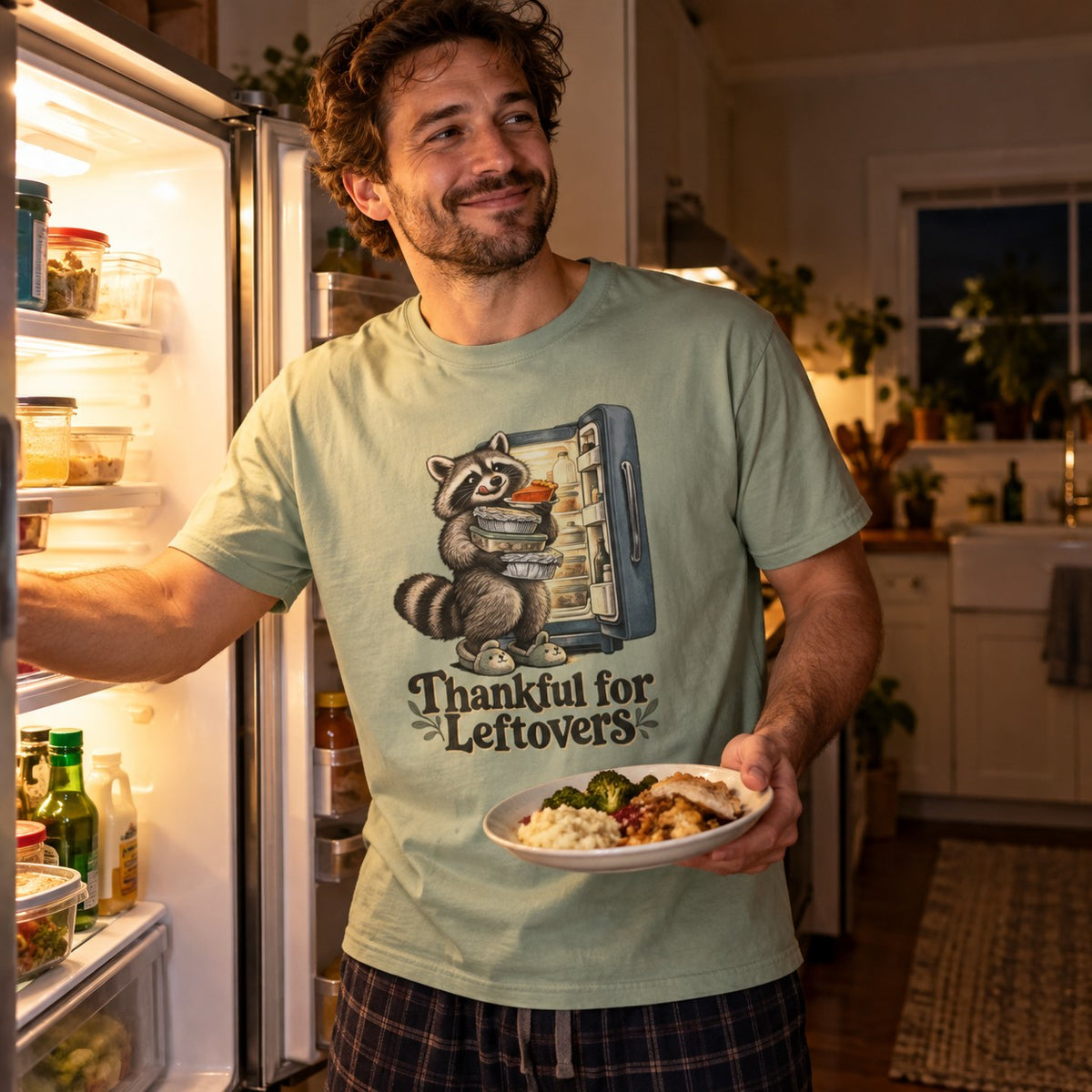 Thankful for Leftovers T-Shirt worn casually