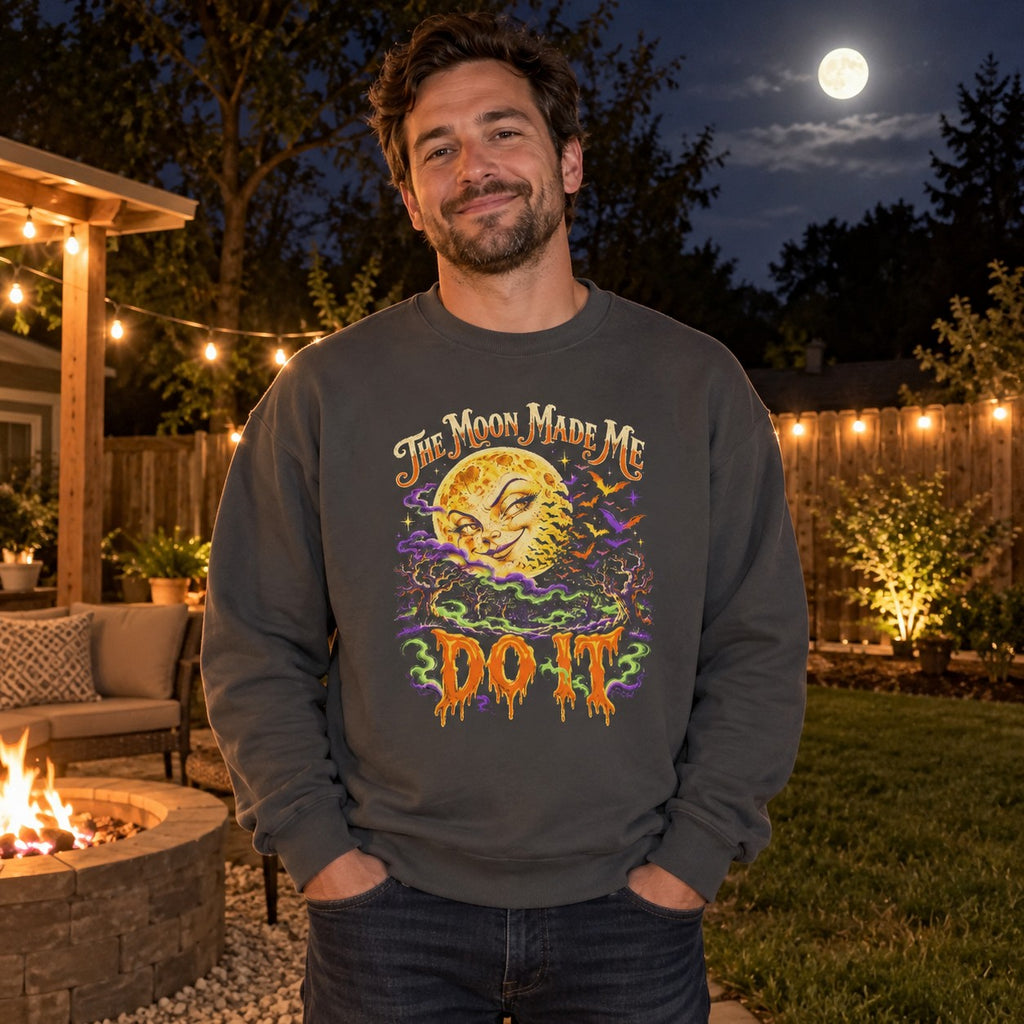 The Moon Made Me Do It Sweatshirt worn casually