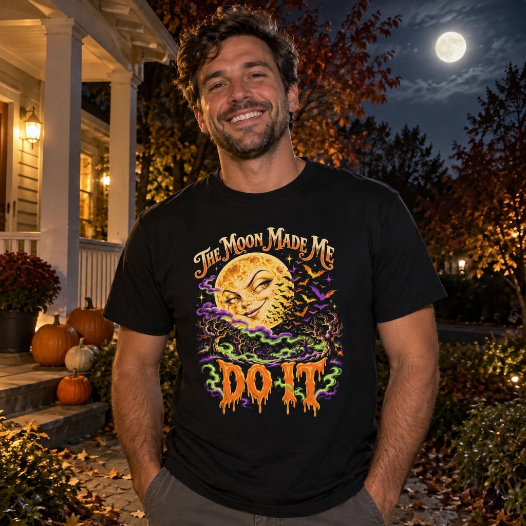 The Moon Made Me Do It T-Shirt worn casually