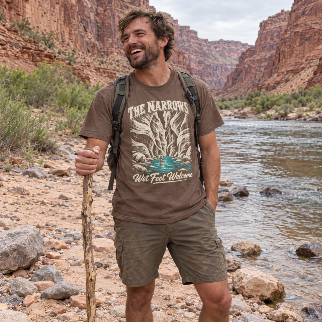 The Narrows T-Shirt worn outdoors