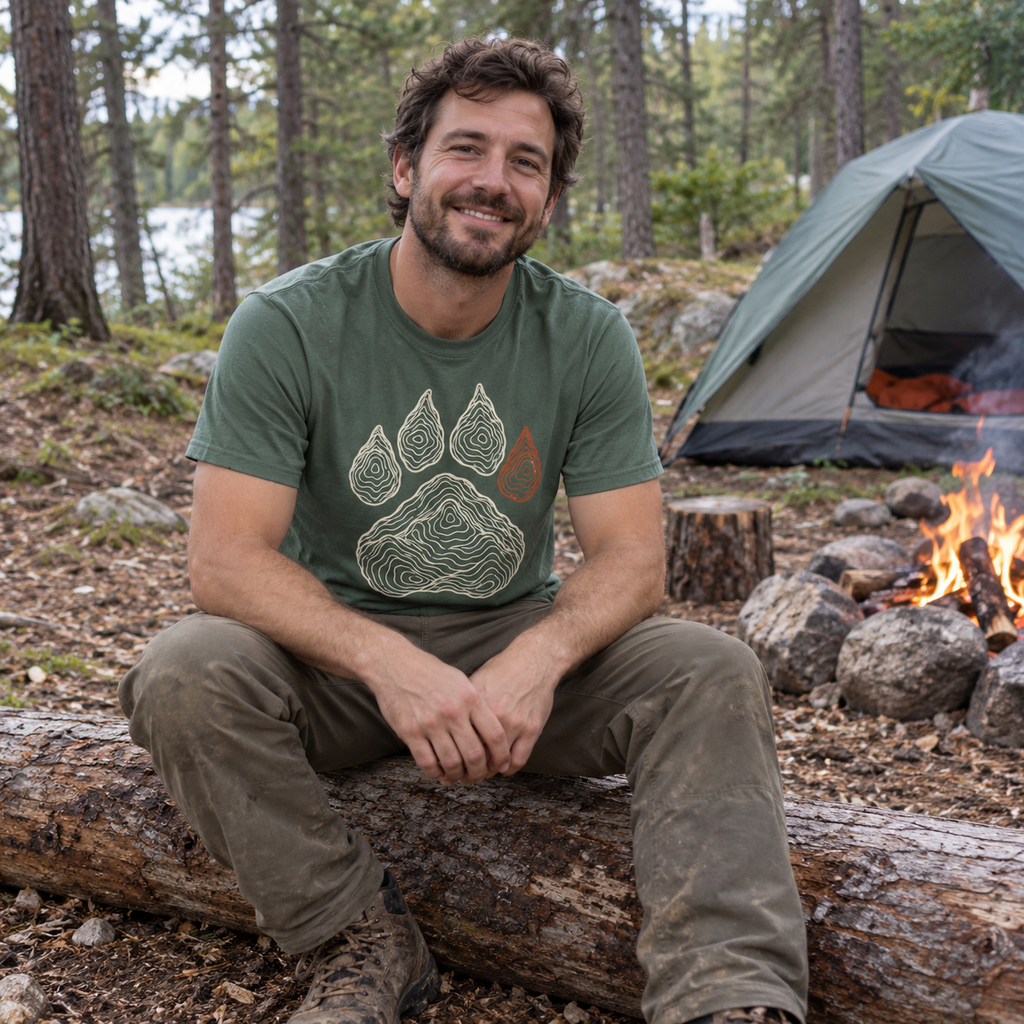 Topo Bear Paw T-Shirt worn outdoors