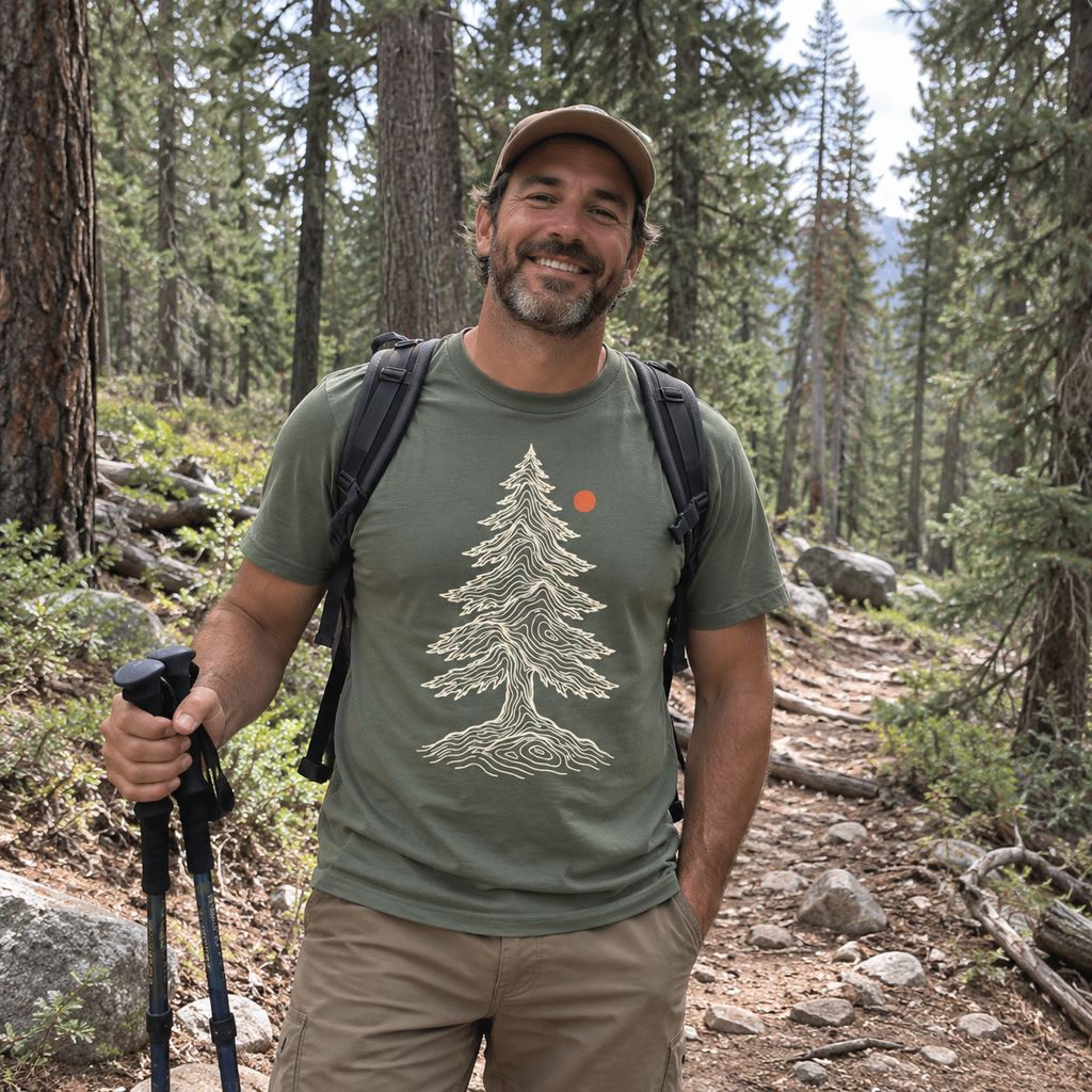 Topo Pine T-Shirt worn outdoors