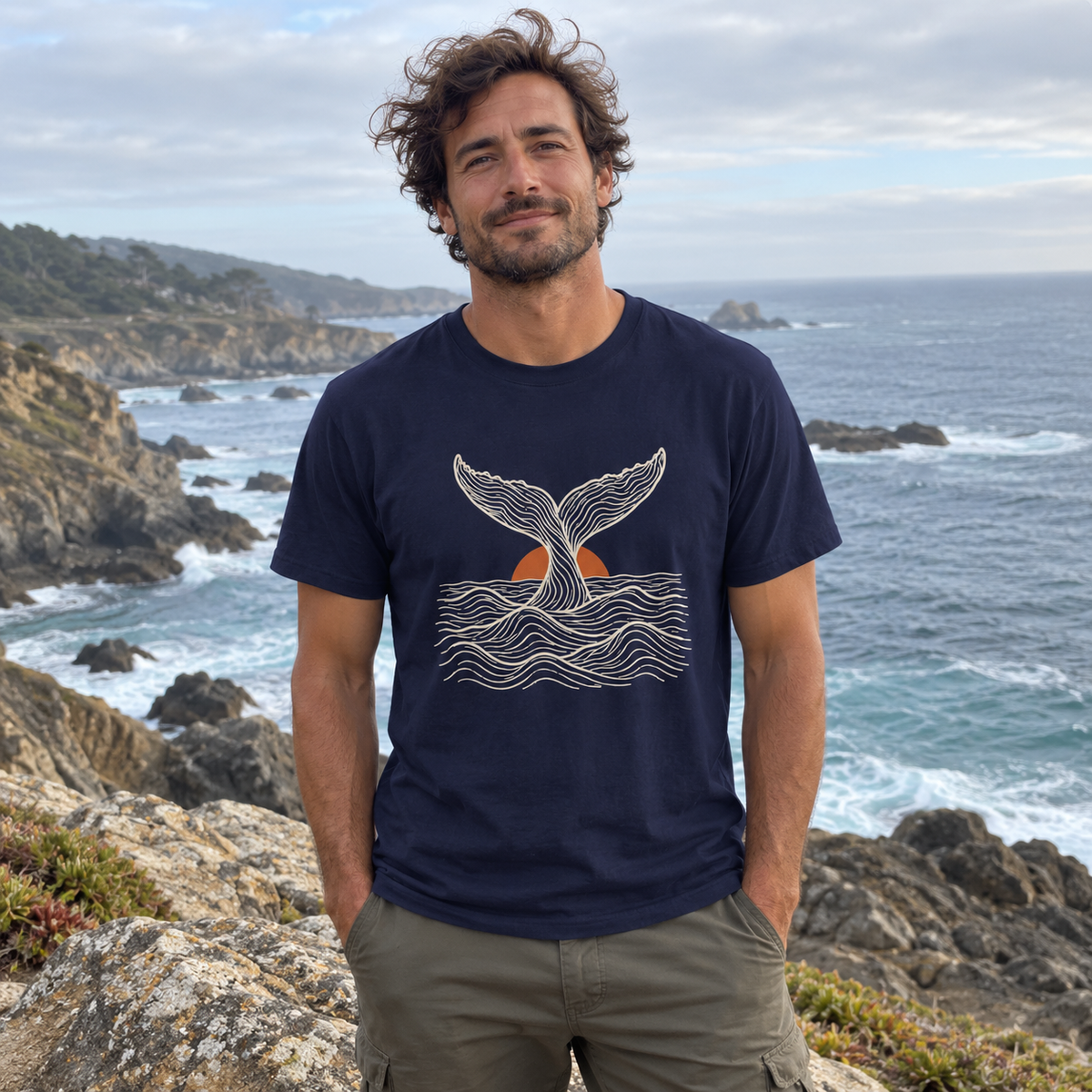 Topo Whale Tail T-Shirt worn outdoors
