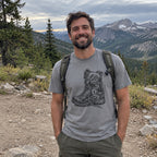 Trail Boot T-Shirt worn at a trailhead