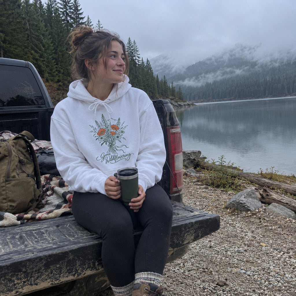 Gone Wildflowering Hoodie - worn outdoors