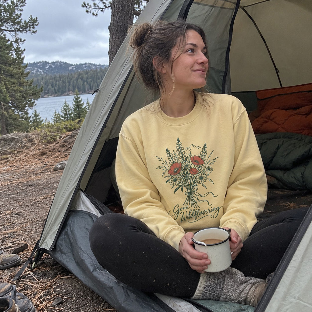 Gone Wildflowering Sweatshirt - worn outdoors