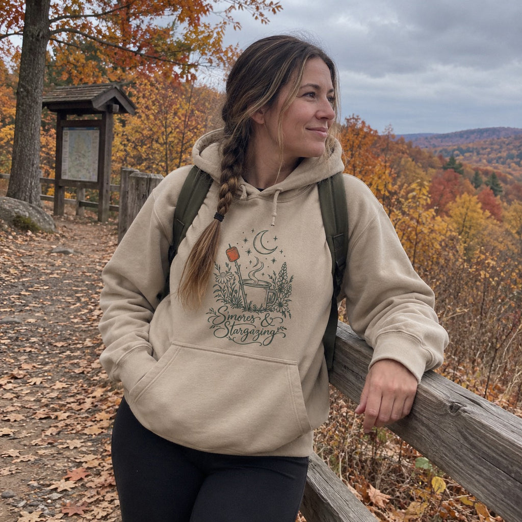 S'mores & Stargazing Hoodie - worn outdoors