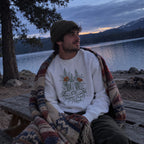 Happy Trails Ahead Sweatshirt - worn outdoors