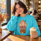 Woman wearing the Whipped Cream Is a Food Group sweatshirt
